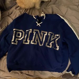 Cropped PINK sequin hoodie